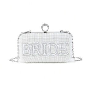 Beaded White & Silver Bridal Clutch